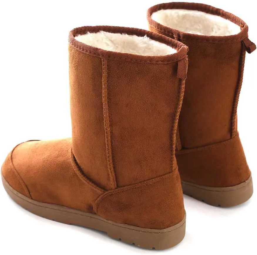 Millffy Men's High Mocassin Flat Boot Moccasins Fringed Booties Winter Flats Suede Long Snow Boots house shoes