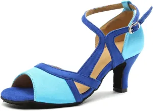 Minishion GL250 Women's Strappy 2.5" Heel Suede Tango Latin Ballroom Dancing Sandals
