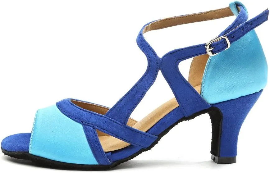 Minishion GL250 Women's Strappy 2.5" Heel Suede Tango Latin Ballroom Dancing Sandals