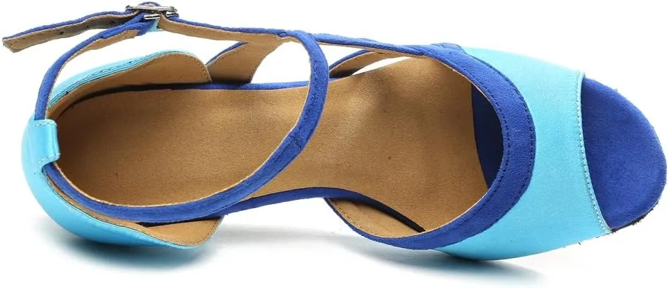 Minishion GL250 Women's Strappy 2.5" Heel Suede Tango Latin Ballroom Dancing Sandals
