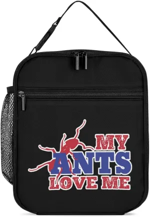 My Ants Love Me Insulated Lunch Box Container Portable Meal Tote Bag with Detachable Buckled Handle for Unisex