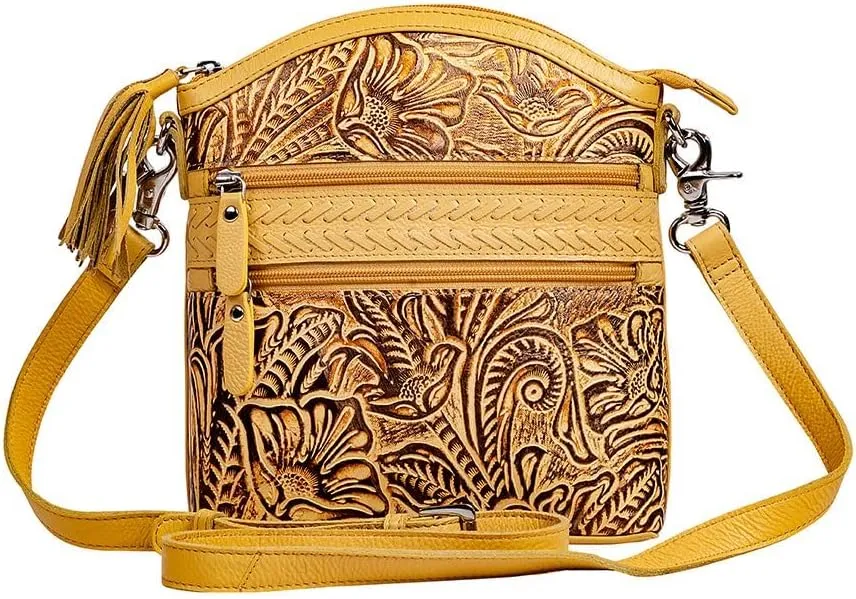 Myra Bag Shoulder Bag for Women - Western Leather Handbag Yellow