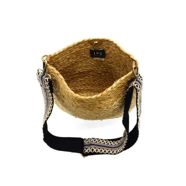 Natural Sonny W/EMB Guitar Strap Jute Crossbody Bucket Bag