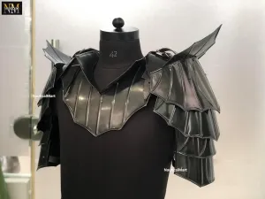 NauticalMart Gothic Warrior Shoulders Armor - Pair of Armor Pauldrons with Gorget, Fantasy Knight LARP Clothing, Medieval Halloween Costume