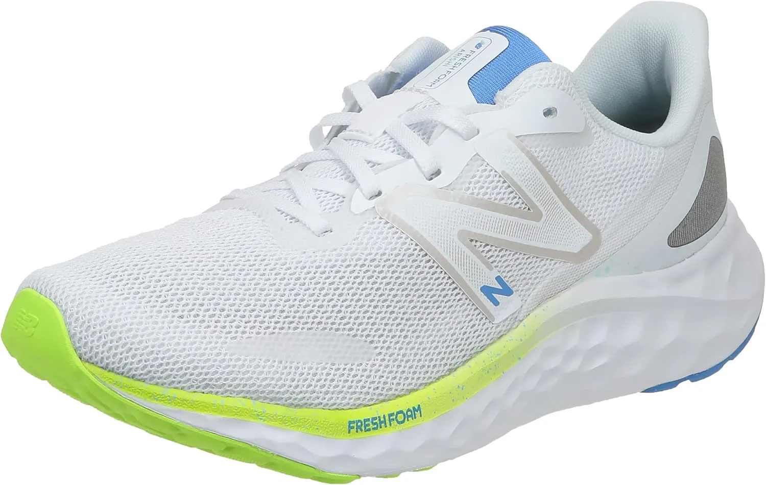 New Balance Women's Fresh Foam Arishi V4 Running Shoe, White/Pixel Green/Bright Lapis, 5 Wide