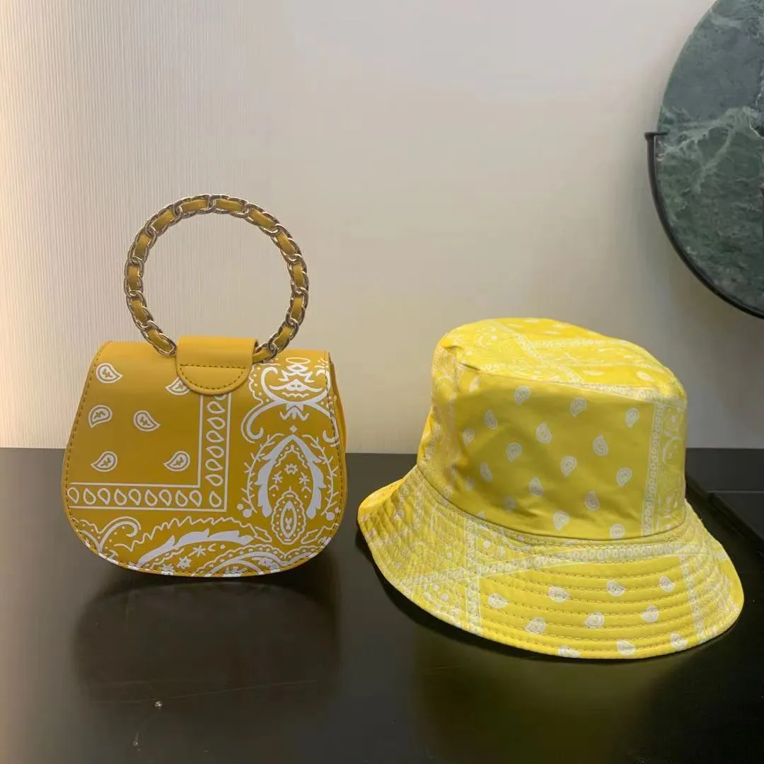 New Style Matching Bucket Hats And Bandana Purse Set Designer Purses And Handbags Ladies Hand Bags Women Purses 2021 BM049