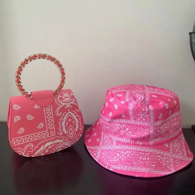 New Style Matching Bucket Hats And Bandana Purse Set Designer Purses And Handbags Ladies Hand Bags Women Purses 2021 BM049