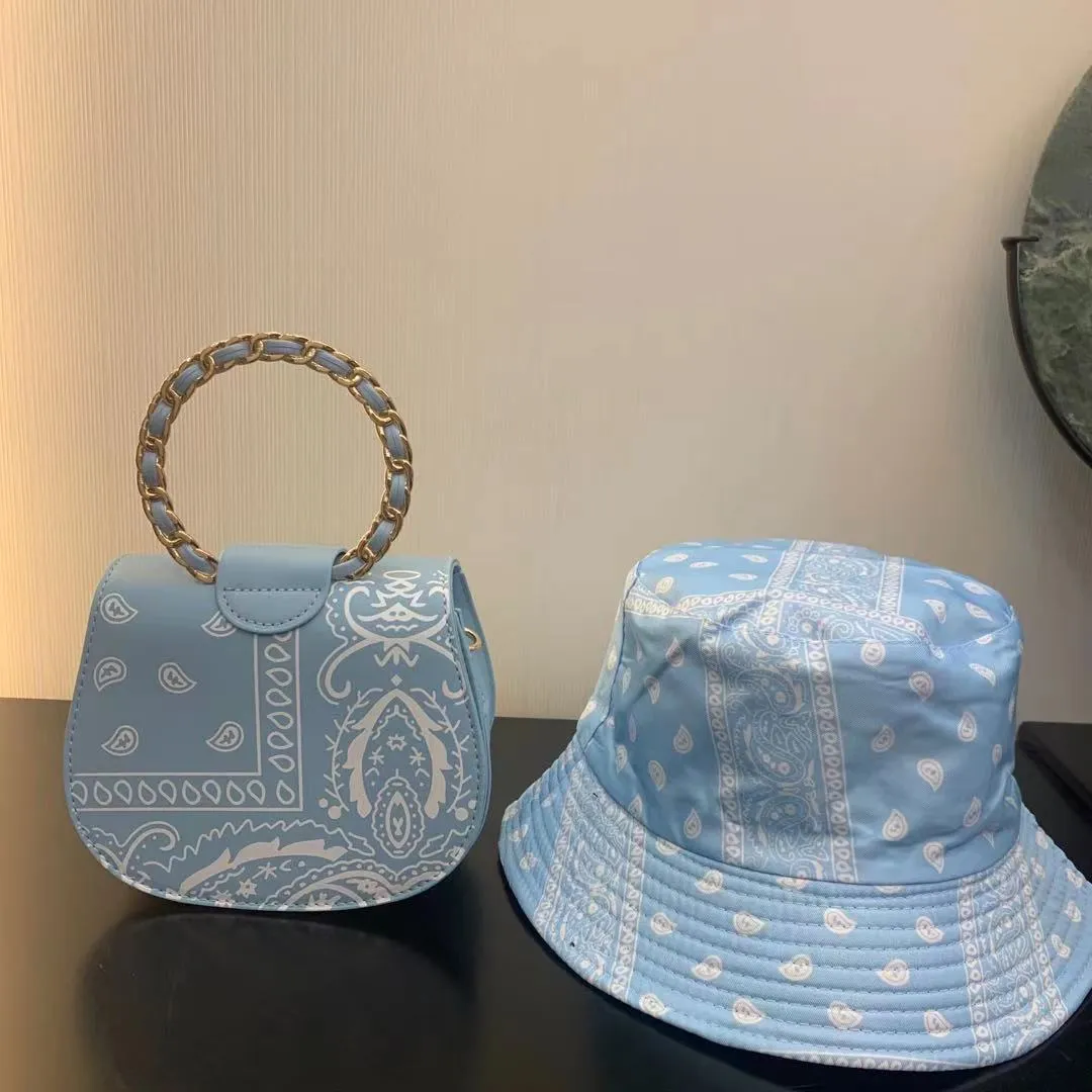 New Style Matching Bucket Hats And Bandana Purse Set Designer Purses And Handbags Ladies Hand Bags Women Purses 2021 BM049
