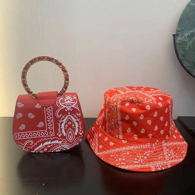 New Style Matching Bucket Hats And Bandana Purse Set Designer Purses And Handbags Ladies Hand Bags Women Purses 2021 BM049