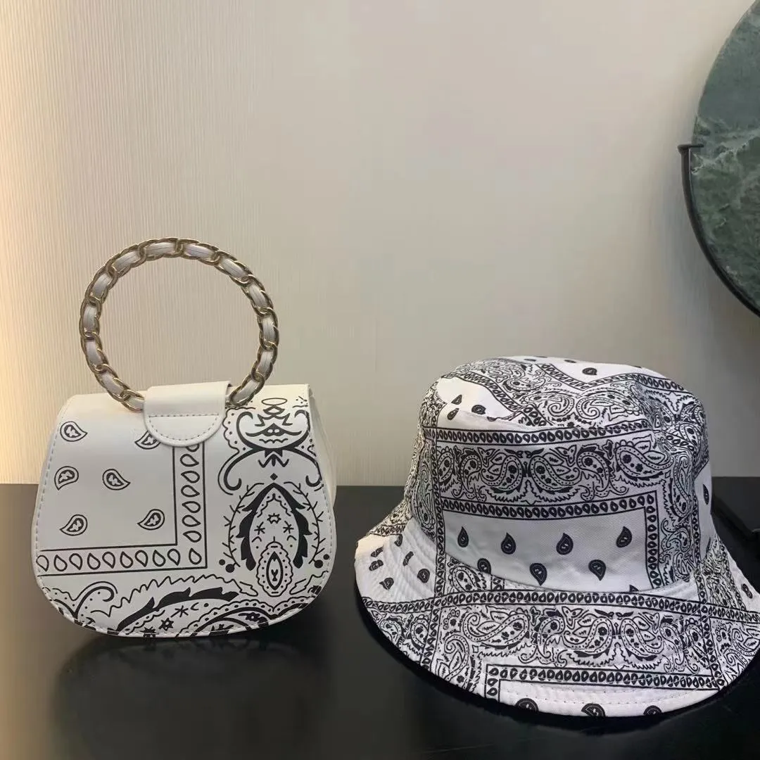 New Style Matching Bucket Hats And Bandana Purse Set Designer Purses And Handbags Ladies Hand Bags Women Purses 2021 BM049