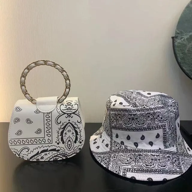 New Style Matching Bucket Hats And Bandana Purse Set Designer Purses And Handbags Ladies Hand Bags Women Purses 2021 BM049