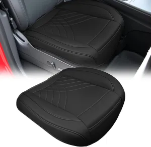 Nilight Car Seat Cushion Cover Black Geometric Embroidered Leather Front Seats Waterproof Anti-Slip Comes with Storage Bag Wraps Bottom Fits Cars Sedan Van SUV Truck