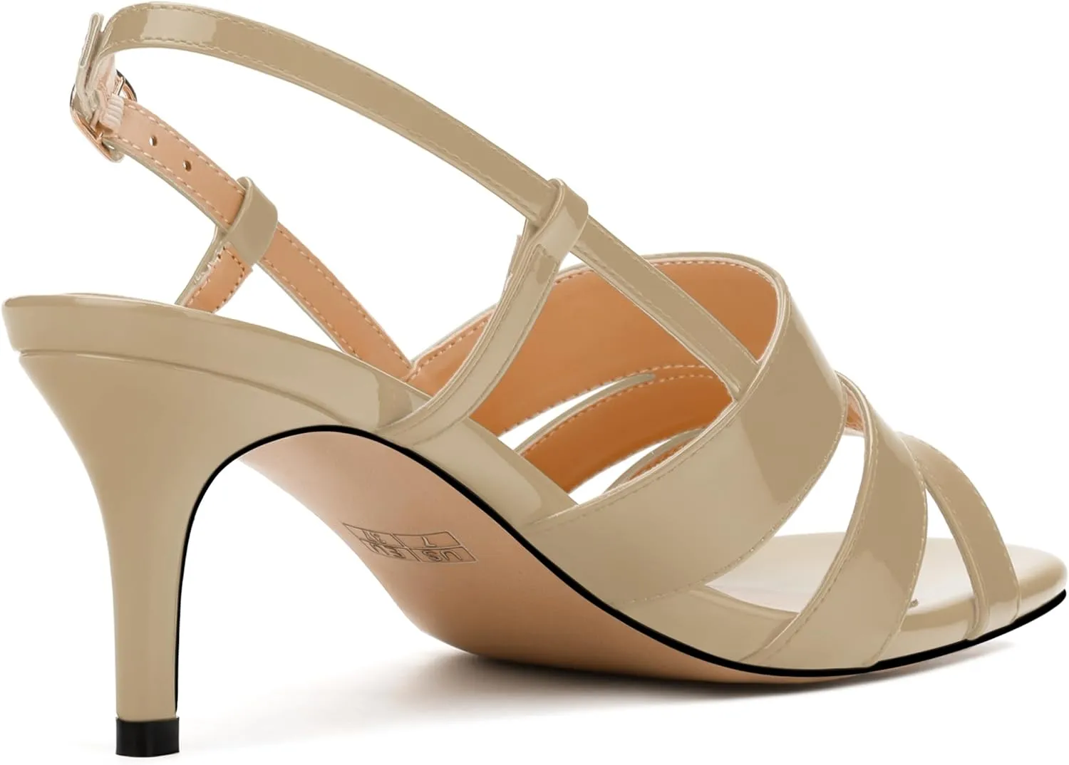 NUMALEO Women's Dressy Strappy 2.5 Inch Sandals Low Kitten Heel Open Square Toe Slingback Heels Patent Cute Dress Shoes
