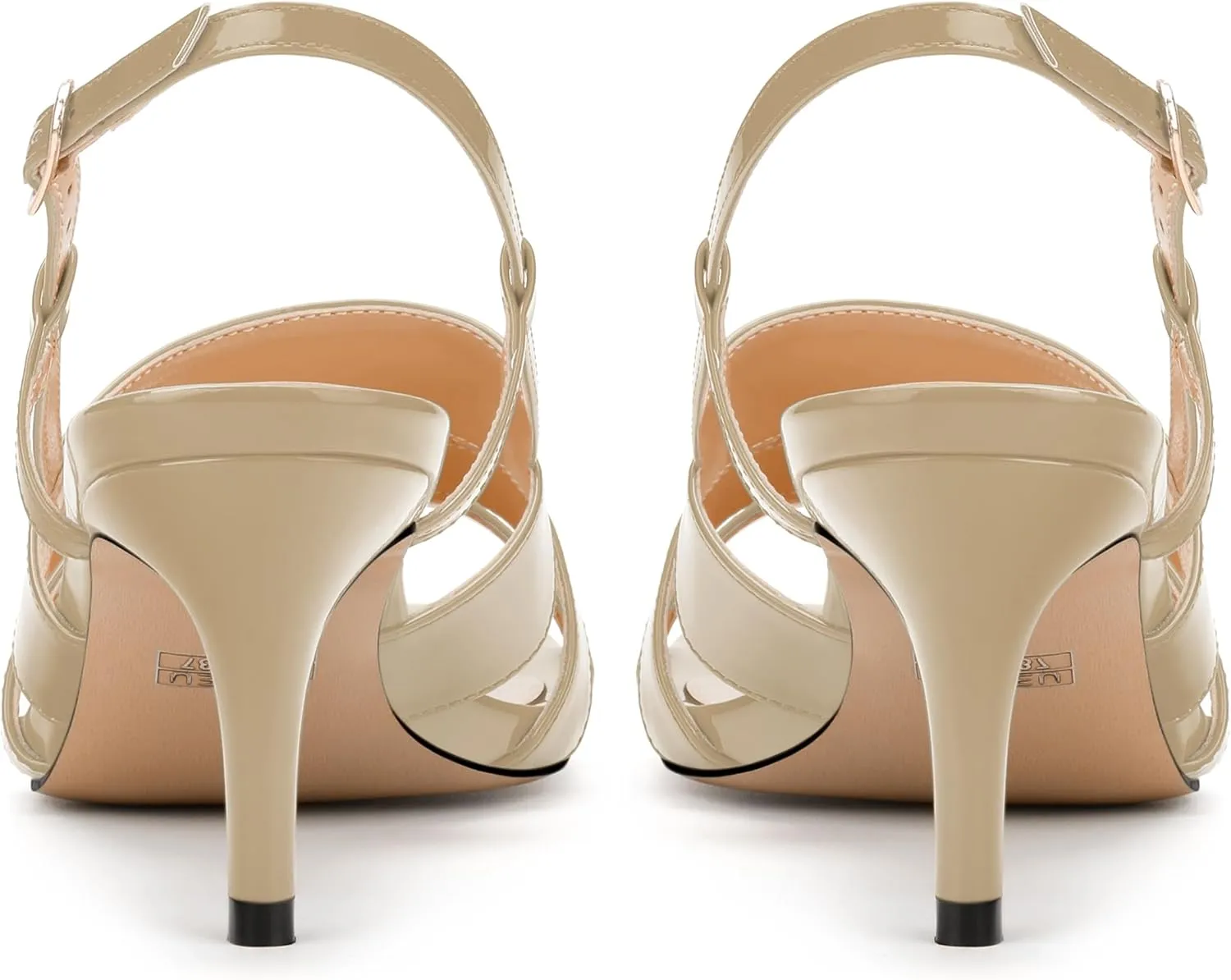 NUMALEO Women's Dressy Strappy 2.5 Inch Sandals Low Kitten Heel Open Square Toe Slingback Heels Patent Cute Dress Shoes