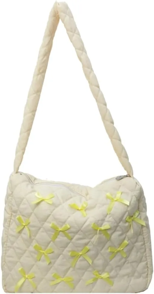 Nylon Hobo Bags for Women Fashion Shoulder Bag with Bowknot Slouchy Crossbody Bag Purse