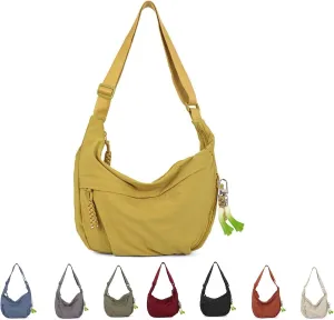 Nylon Hobo Crescent Crossbody Bag for Women,Dumpling Bag Moon Shoulder Bag