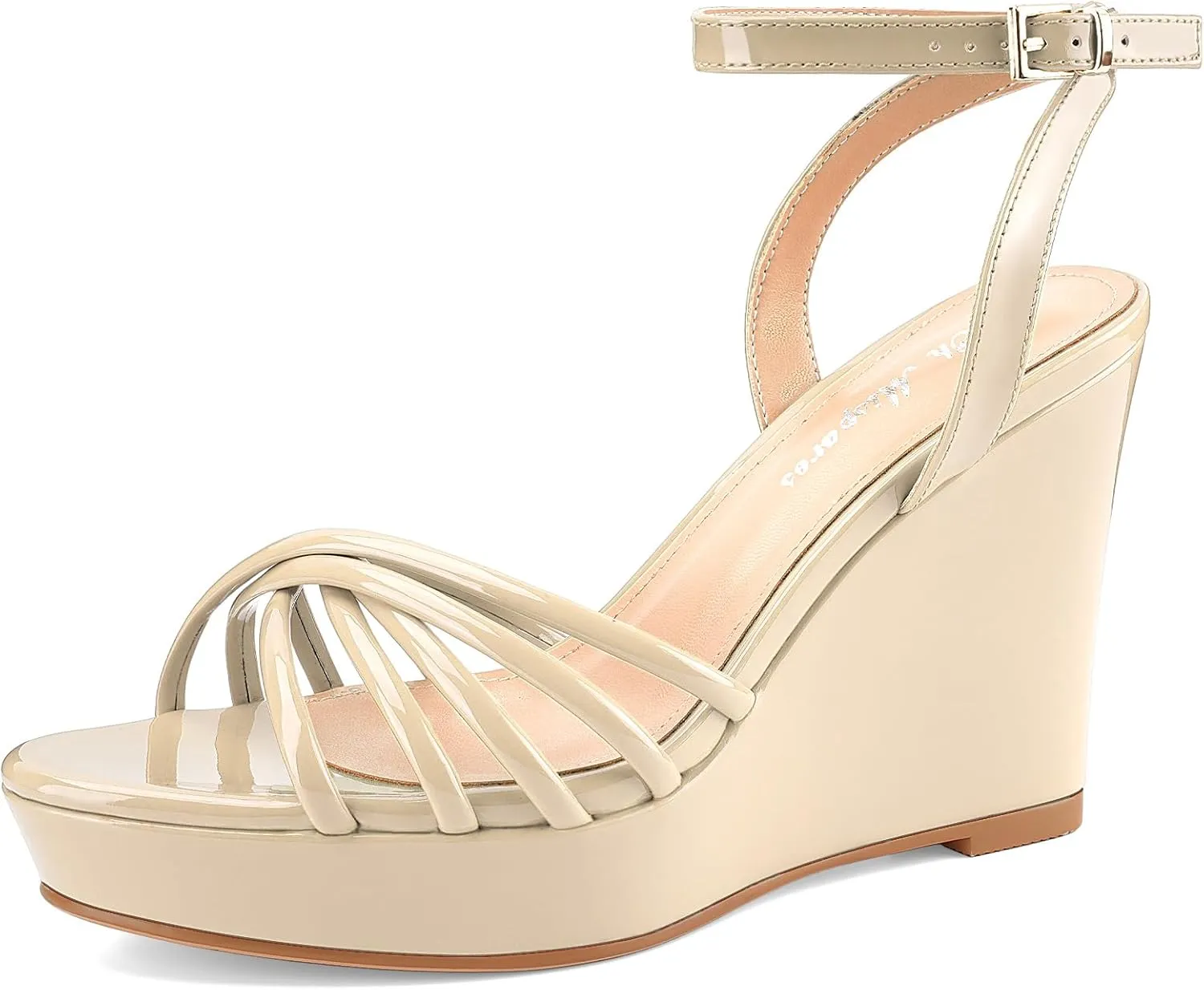 Oh Mispares Women’s Platform Wedge Sandals Open Toe Strappy Dress Shoes Adjustable Ankle Strap Buckle 4 Inch High Heels for Party Wedding and Office