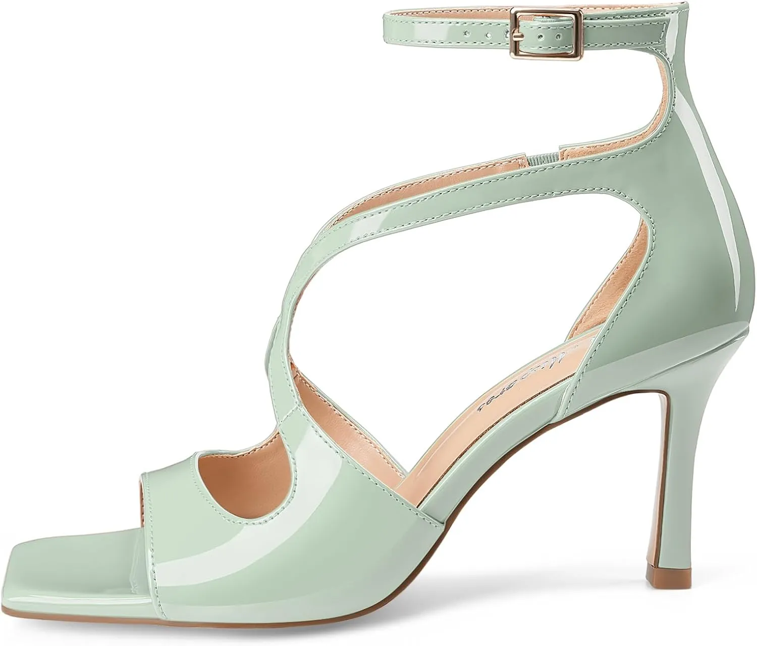 Oh Mispares Women’s Stiletto Heel Sandals Square Open Toe Strappy High Heels Ankle Strap Buckle 3.5 Inch Summer Dress Shoes for Party Wedding Prom