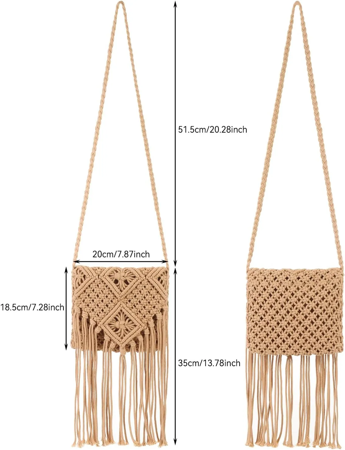 Ovida Crochet Mini Bucket Bag - Summer Woven Beach Shoulder Bag with Drawstring Closure
