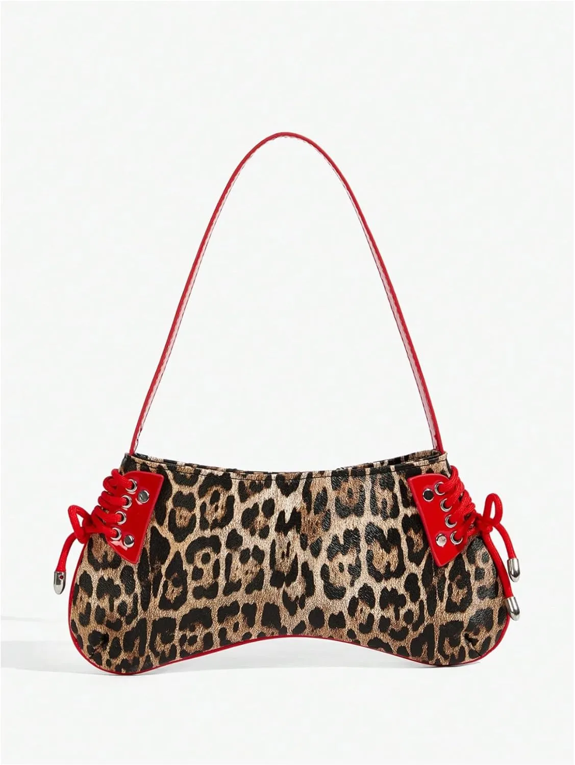 OYOANGLE Women's Leopard Print Shoulder Bags PU Leather Zipper Buckled Y2K Clutch Purses Funky Hobo Bag