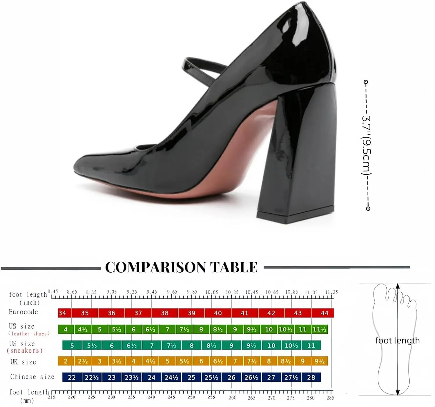 Patent Leather Mary Jane Chunky Heels Pumps Shoes for Women,Women's Closed Square Toe Pumps with Adjust Ankle Buckle Strappy Classic Uniform Work Shoes Gothic Lolita Dressy Wedding Shoes