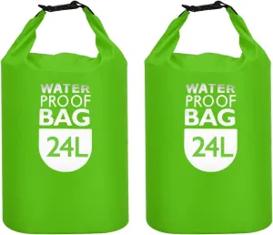 PATIKIL 24L Waterproof Dry Bags, 2 Pack Portable Dry Sack Roll Top Bag Lightweight Dry Storage Bag for Gym Kayaking Hiking Swimming Camping, Fruit Green