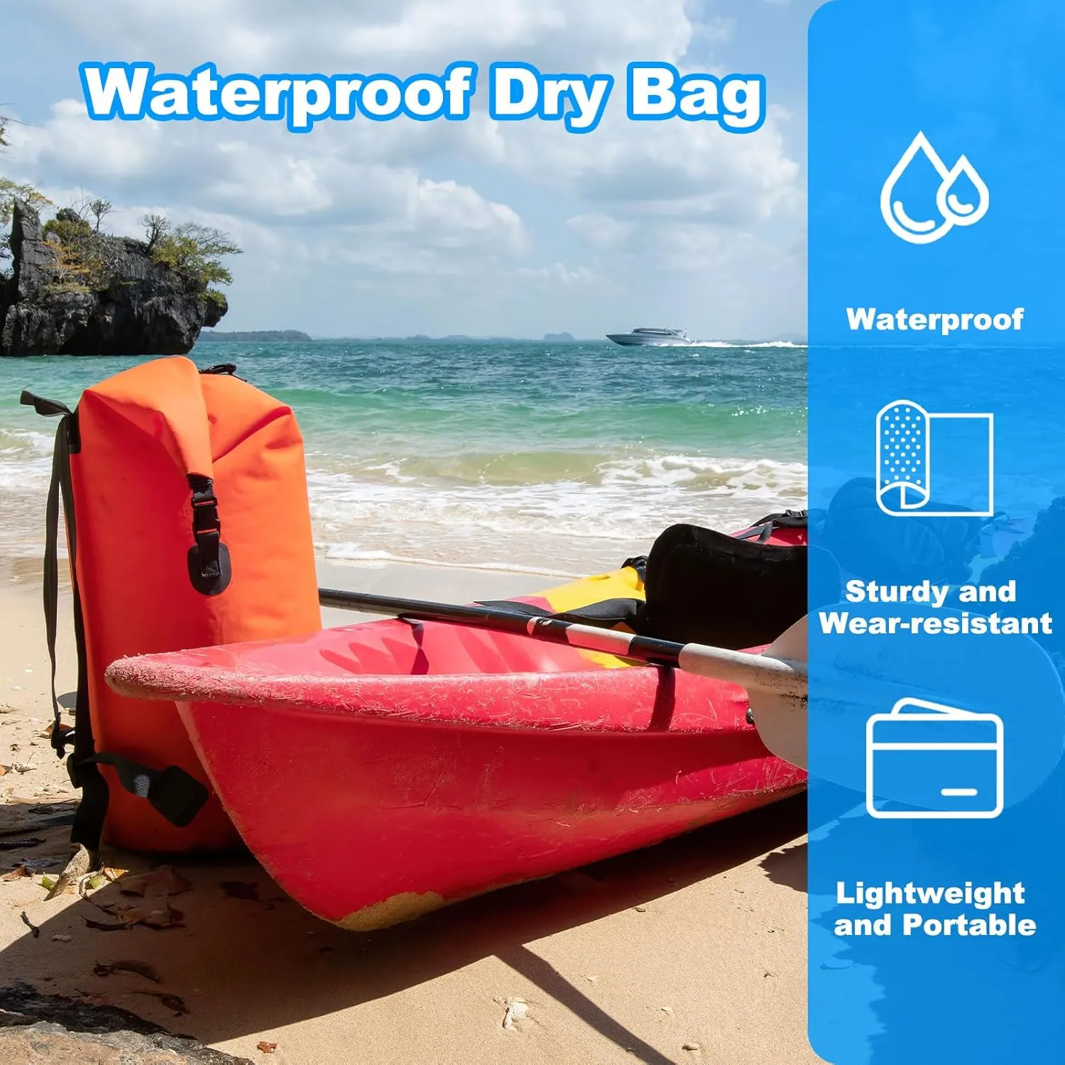 PATIKIL 6L Waterproof Dry Bags, 2 Pack Portable Dry Sack Roll Top Bag Lightweight Dry Storage Bag for Gym Kayaking Hiking Swimming Camping, Orange