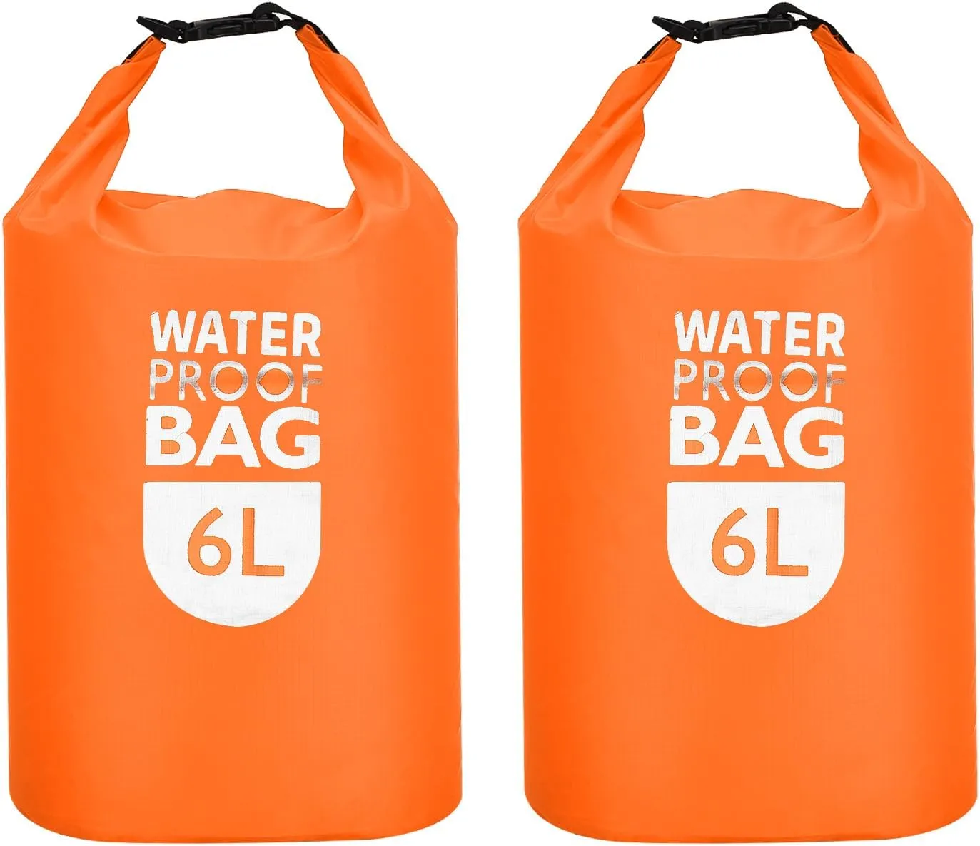 PATIKIL 6L Waterproof Dry Bags, 2 Pack Portable Dry Sack Roll Top Bag Lightweight Dry Storage Bag for Gym Kayaking Hiking Swimming Camping, Orange