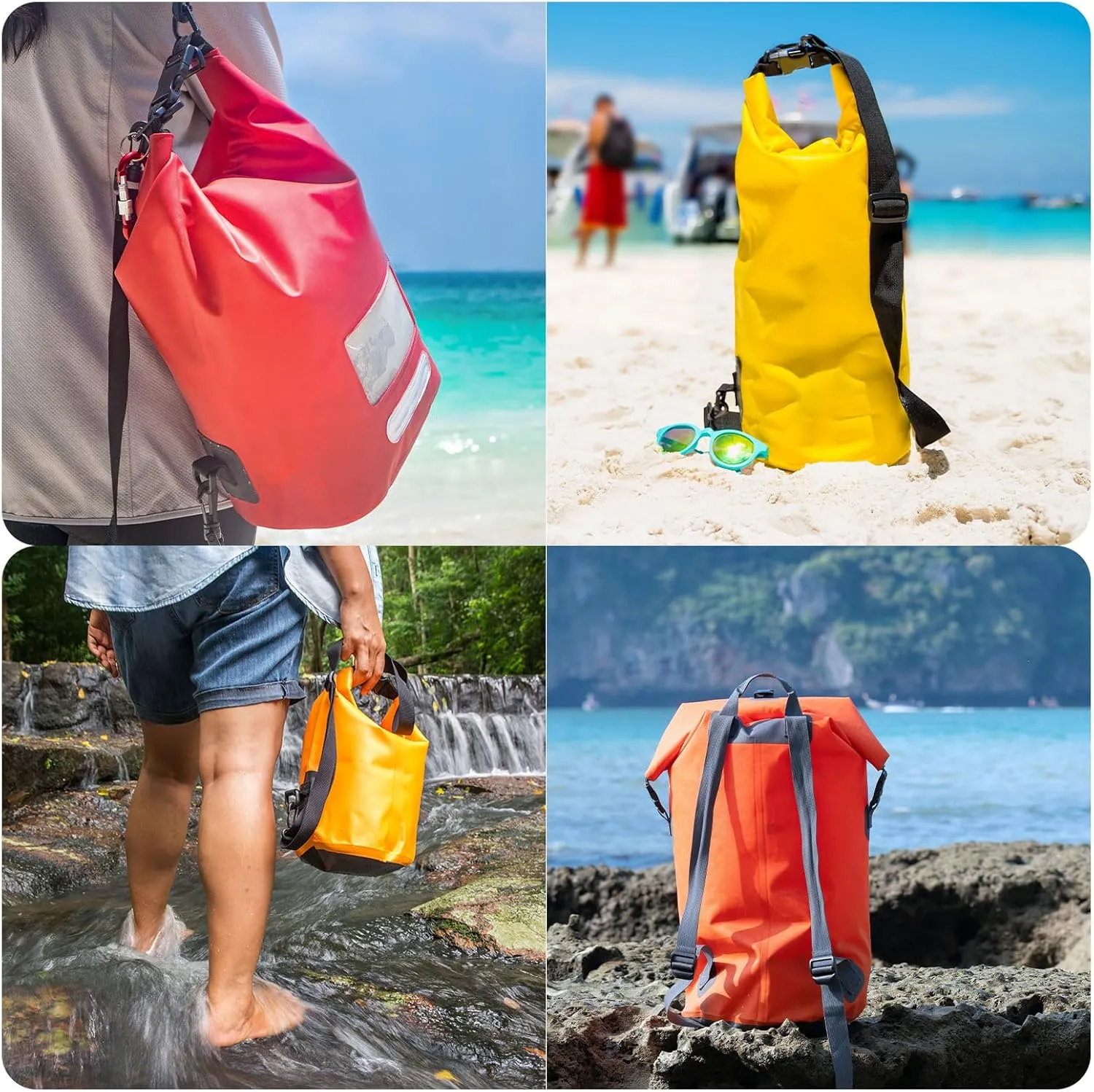 PATIKIL 6L Waterproof Dry Bags, 2 Pack Portable Dry Sack Roll Top Bag Lightweight Dry Storage Bag for Gym Kayaking Hiking Swimming Camping, Orange