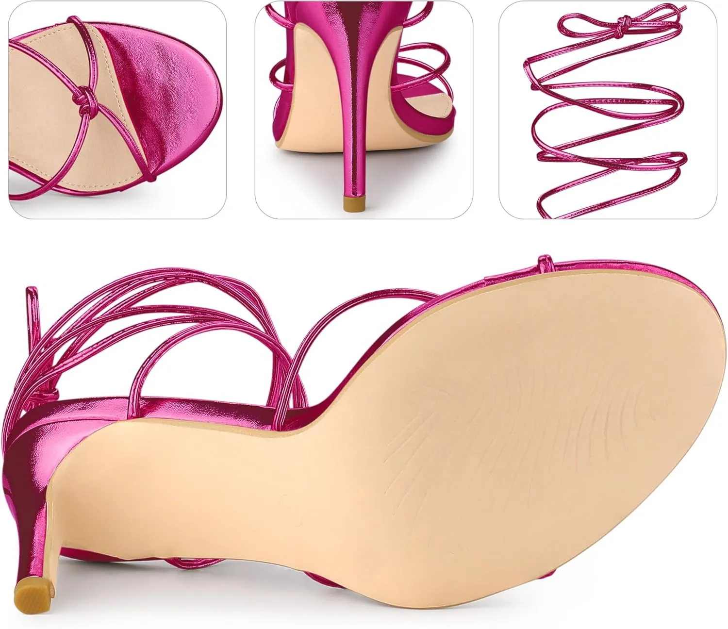 Perphy Lace Up Slingback Strappy Stiletto Heels Sandals for Women