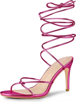 Perphy Lace Up Slingback Strappy Stiletto Heels Sandals for Women