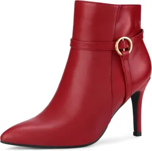 Perphy Pointed Toe Strappy Stiletto Heel Ankle Boots for Women