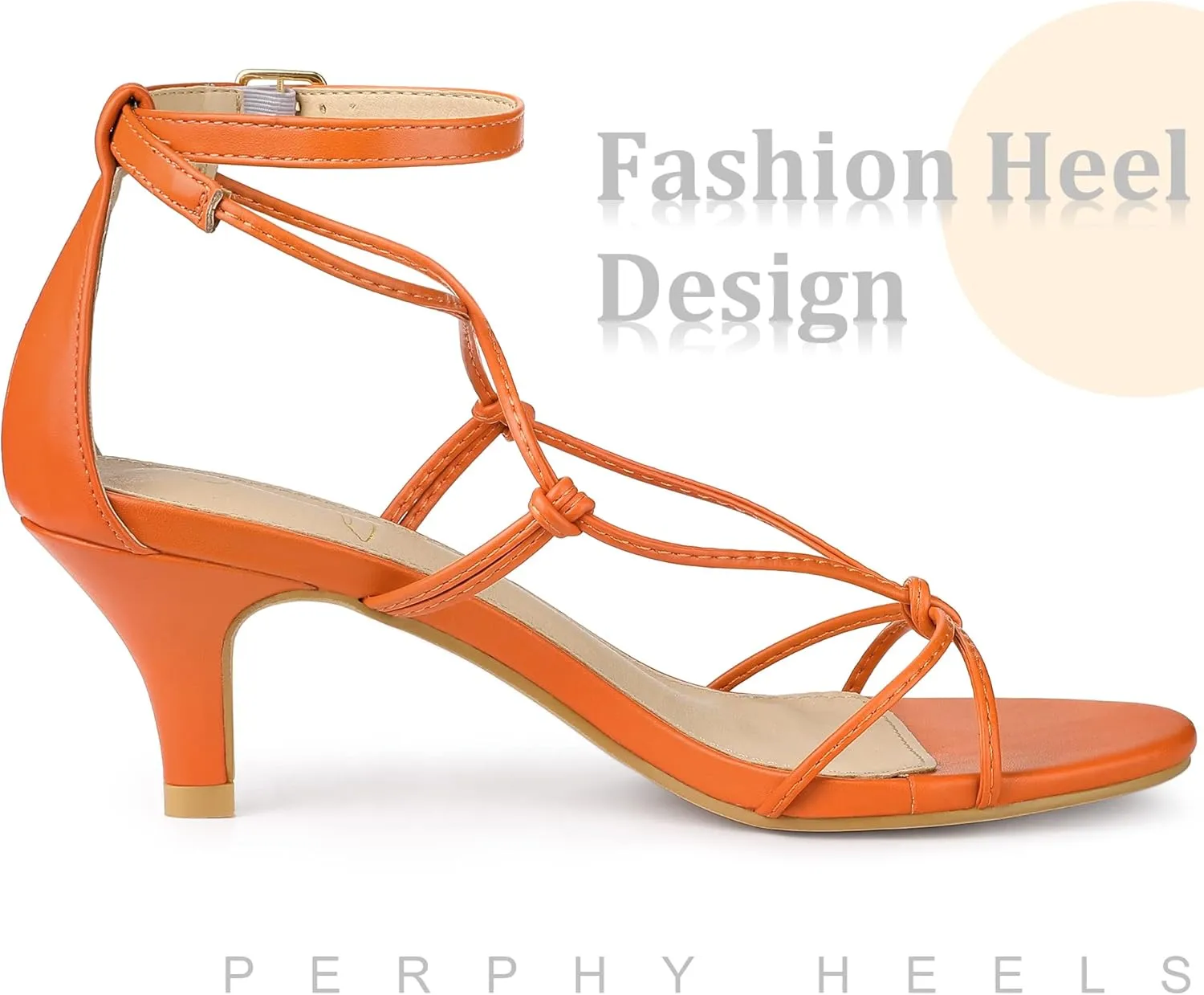 Perphy Strappy Knot Ankle Strap Kitten Heels Sandals for Women