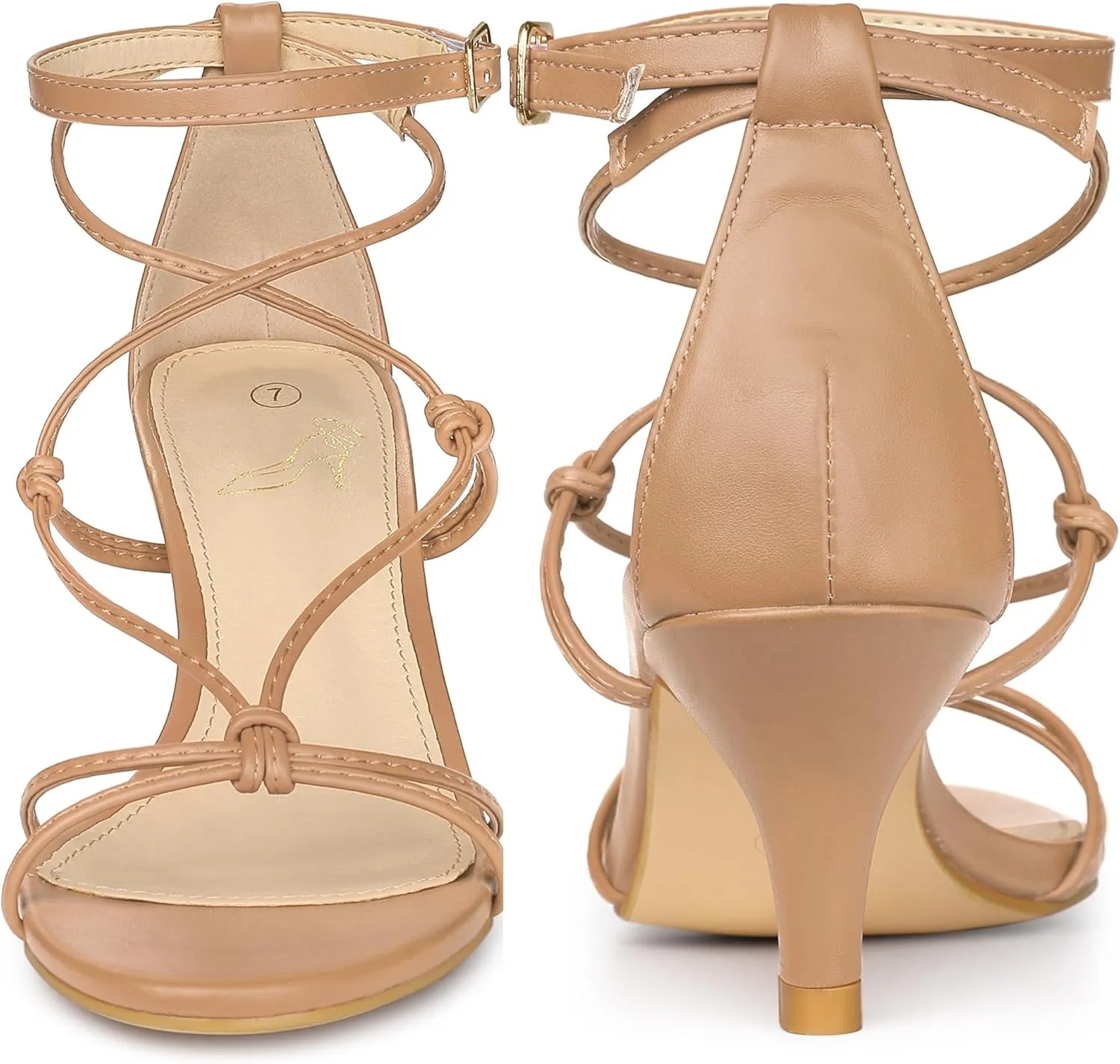 Perphy Strappy Knot Ankle Strap Kitten Heels Sandals for Women