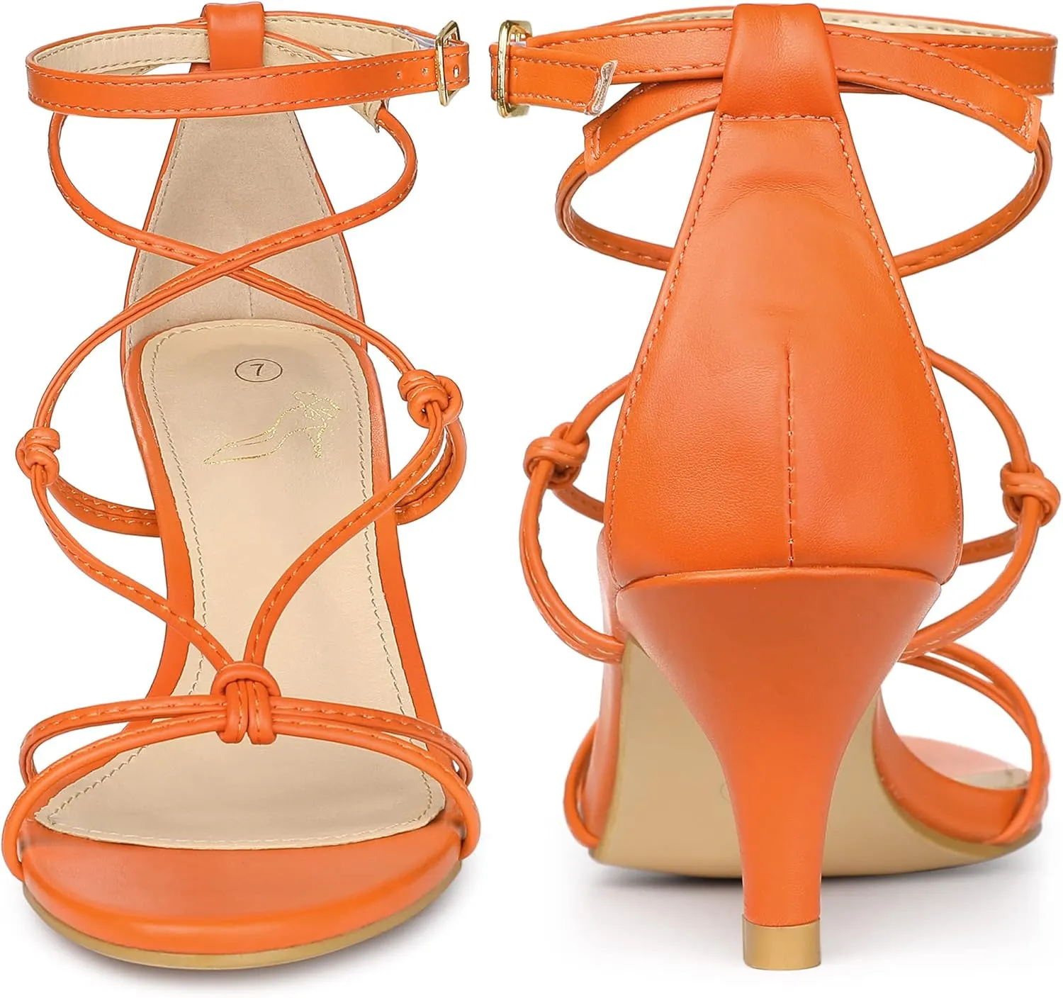 Perphy Strappy Knot Ankle Strap Kitten Heels Sandals for Women