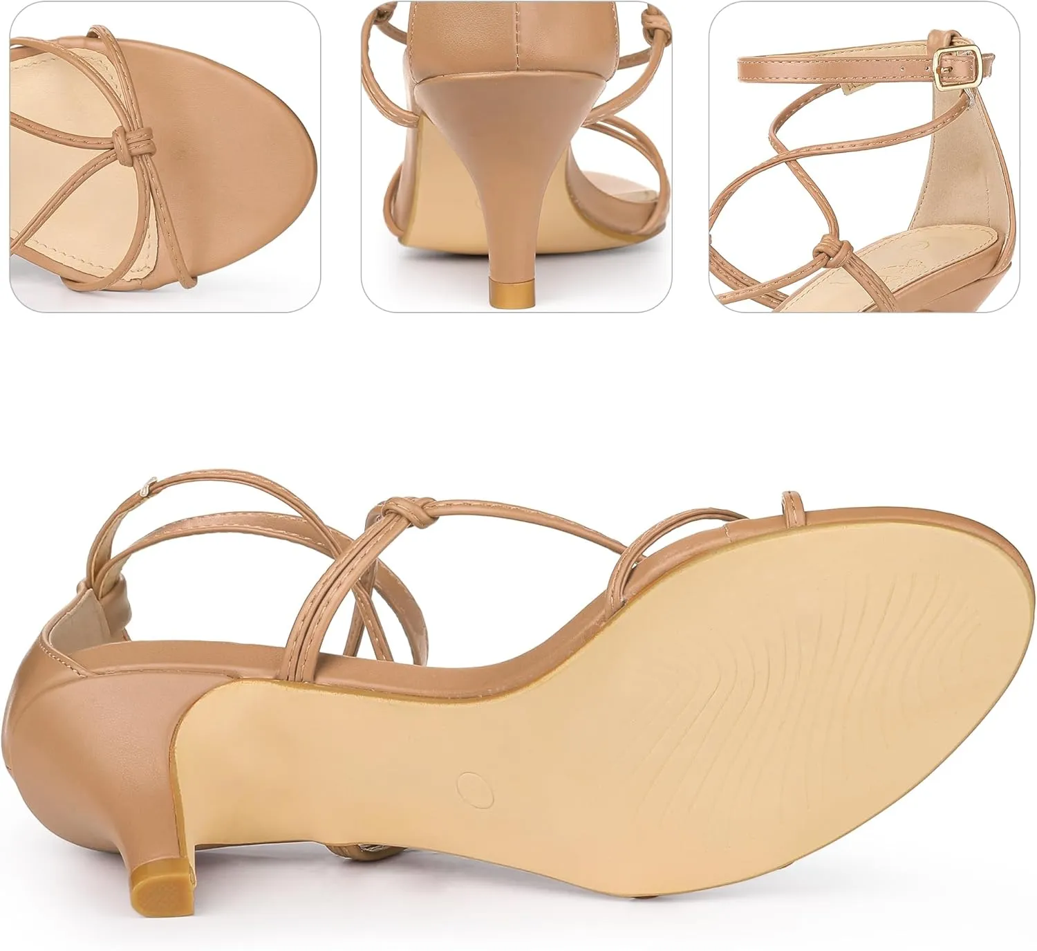 Perphy Strappy Knot Ankle Strap Kitten Heels Sandals for Women