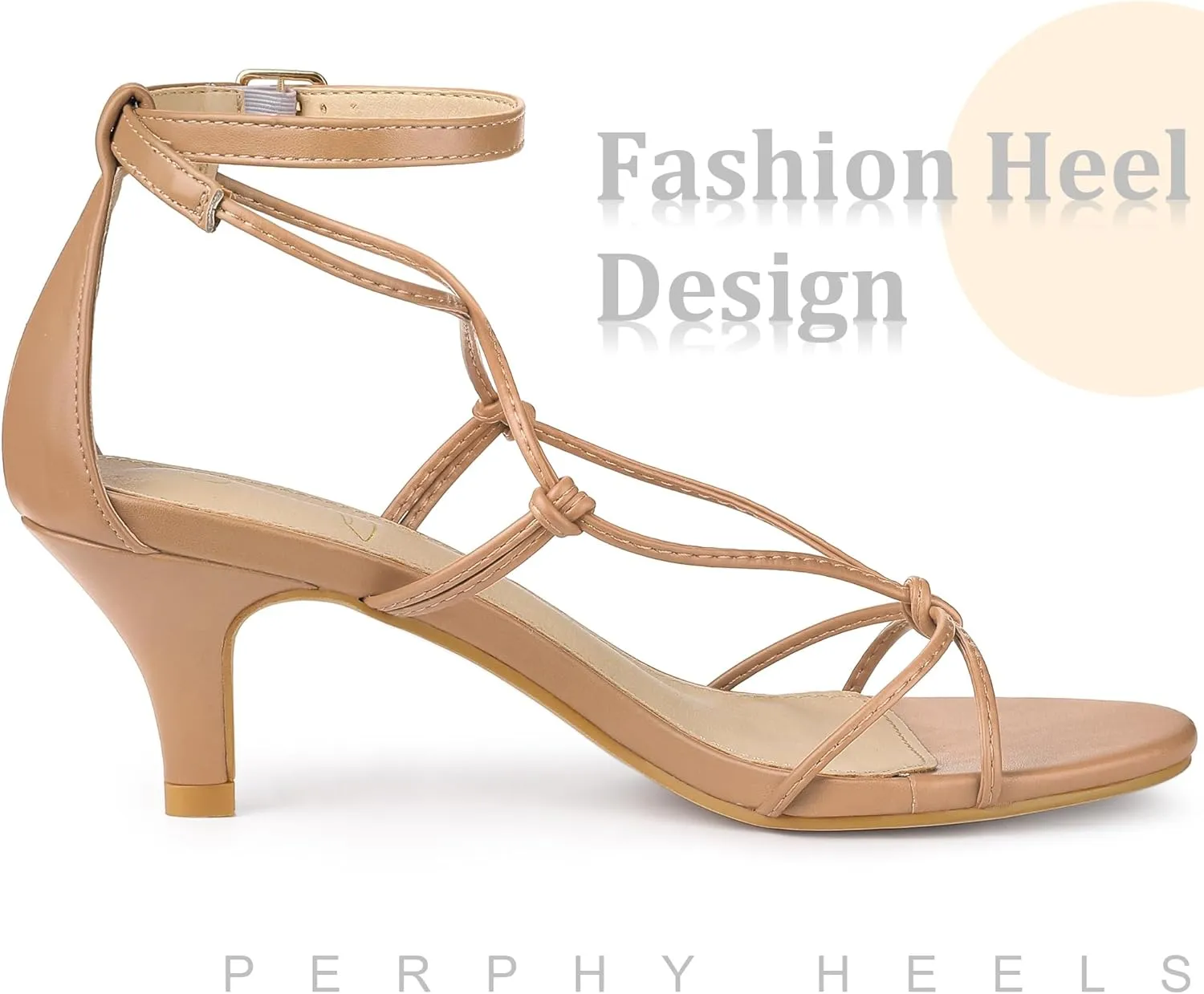 Perphy Strappy Knot Ankle Strap Kitten Heels Sandals for Women