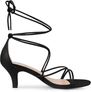 Perphy Strappy Lace Up Kitten Heels Sandals for Women