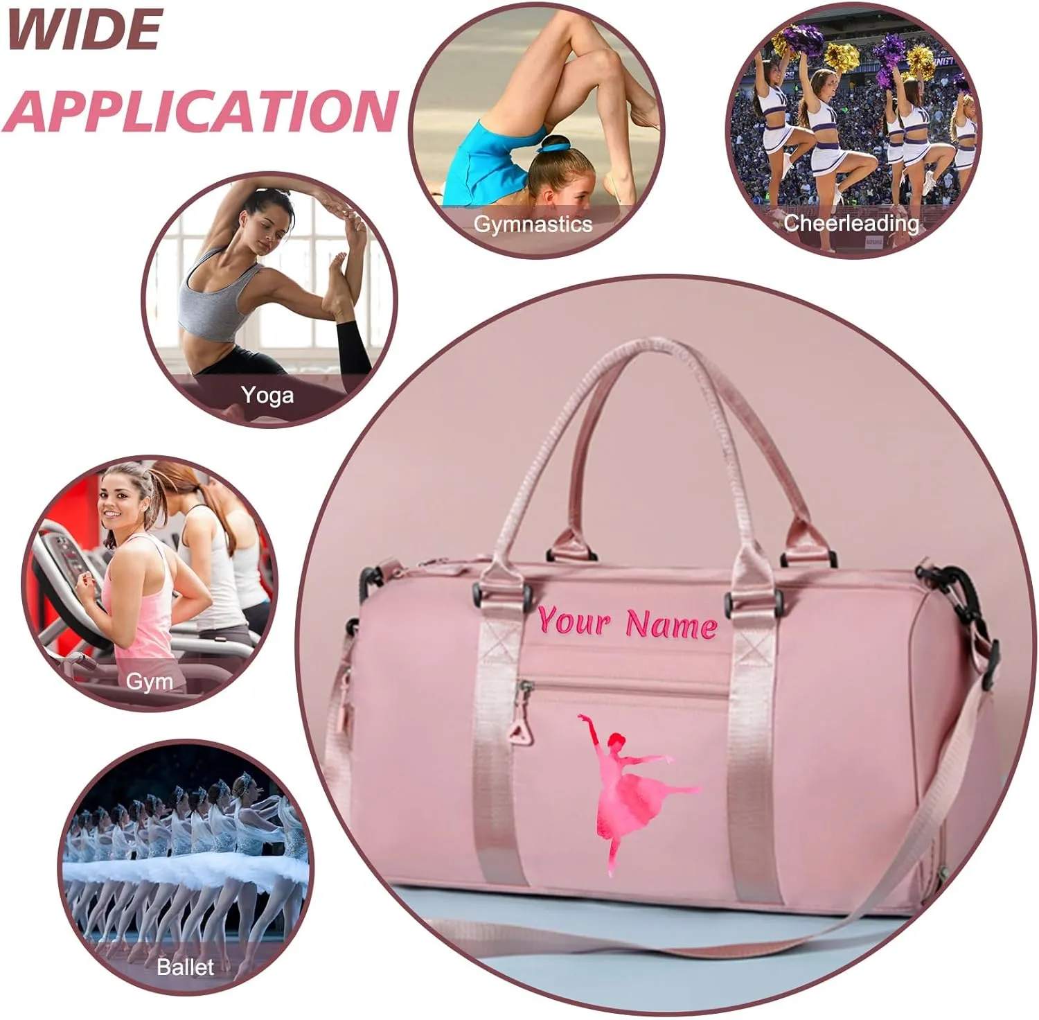 Personalized Embroidered Duffel Bags,customized photo/logo duffel bag,large capacity gym bag,for yoga/dance/travel/sports