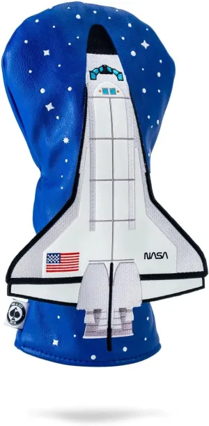 Pins & Aces NASA Head Cover - Premium, Hand-Made Leather Headcover - NASA Space Shuttle, Tour Quality Golf Club Cover - Style and Customize You Golf Bag (Driver)