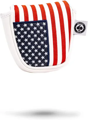 Pins & Aces USA Head Cover - Premium, Hand-Made Leather, Hi Quality Headcover - American Pride Styled, Tour Quality Golf Club Cover - Style and Customize Your Golf Bag