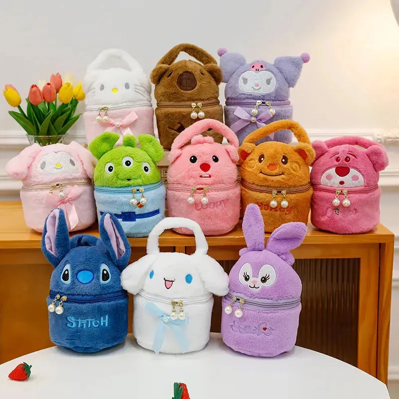 Plush Character Cosmetic Bucket Bag