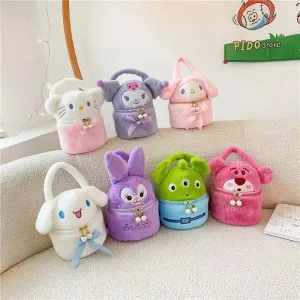 Plush Character Cosmetic Bucket Bag