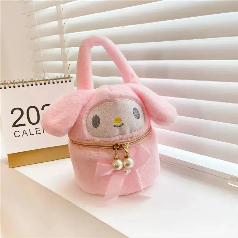 Plush Character Cosmetic Bucket Bag