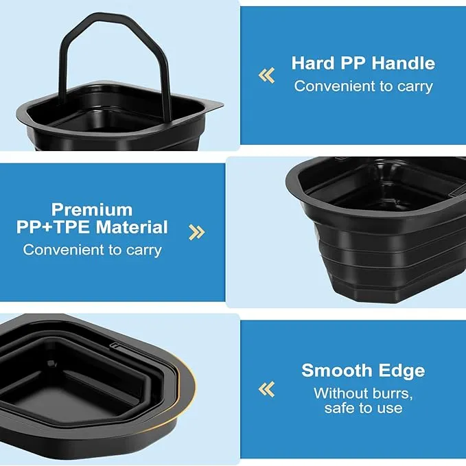 Portable Camping Toilet, Folding Toilet for Adults with Lid and Retractable Toilet Paper Holder, Waterproof Porta Potty with Carry Bag and Disposible Liners for Camping, Hiking, RV Travel, Road Trips