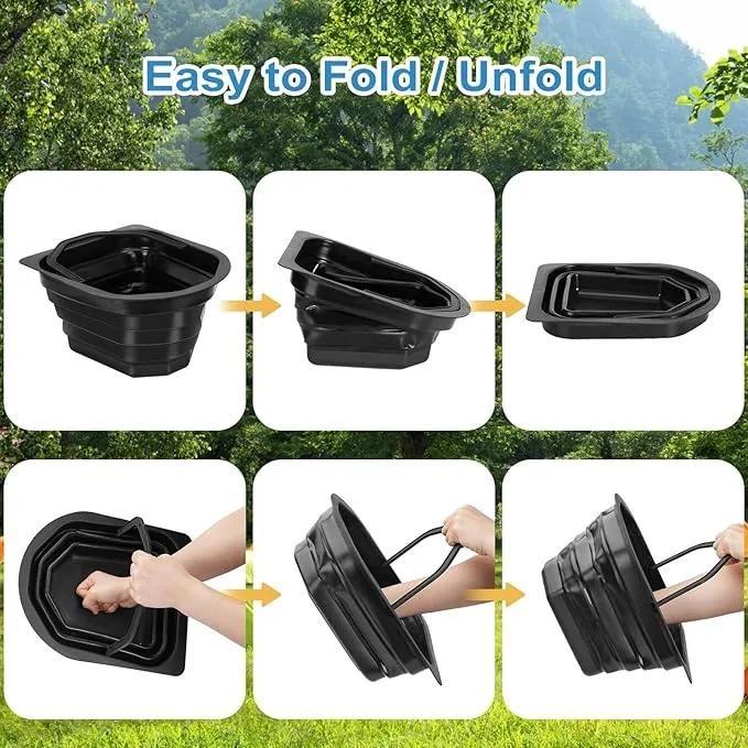 Portable Camping Toilet, Folding Toilet for Adults with Lid and Retractable Toilet Paper Holder, Waterproof Porta Potty with Carry Bag and Disposible Liners for Camping, Hiking, RV Travel, Road Trips