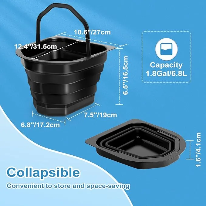 Portable Camping Toilet, Folding Toilet for Adults with Lid and Retractable Toilet Paper Holder, Waterproof Porta Potty with Carry Bag and Disposible Liners for Camping, Hiking, RV Travel, Road Trips