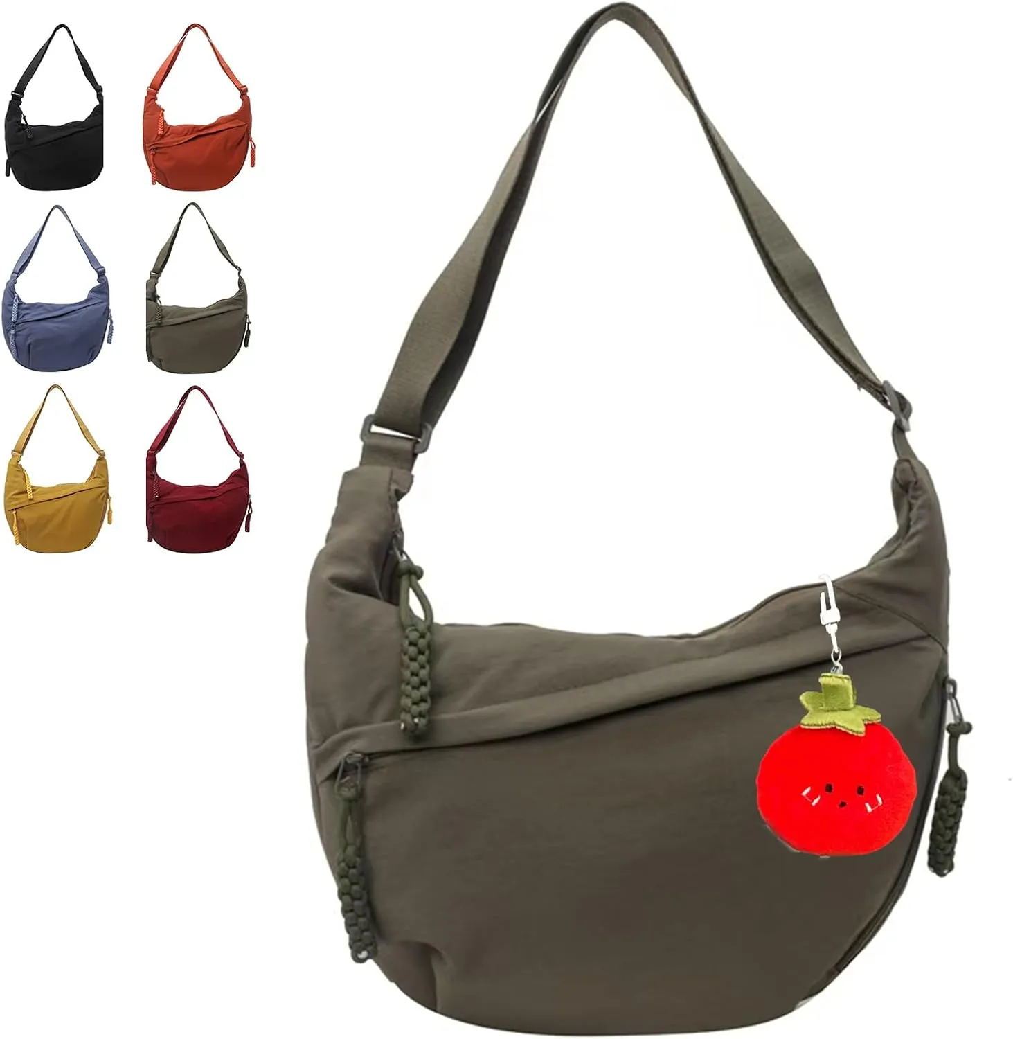 Preferable Crossbody Bag, 2025 New Fashion Fashion Plain Color Nylon Crossbody Bags,Large Capacity Travel Dumpling Bag