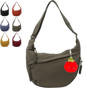 Preferable Crossbody Bag, 2025 New Fashion Fashion Plain Color Nylon Crossbody Bags,Large Capacity Travel Dumpling Bag