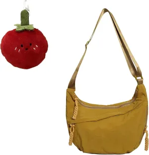 Preferable Crossbody Bag,Plain Color Nylon Crescent Crossbody Bag for Women,Anti-theft Crescent Shoulder Bags